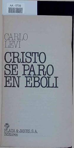Bild des Verkufers fr Cristo se Paro en Eboli. AA-5739 zum Verkauf von Antiquariat Bookfarm