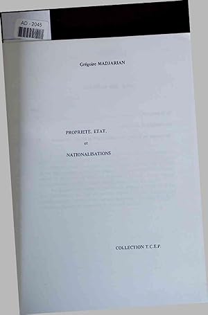 Seller image for Propriete, etat, et nationalisations. for sale by Antiquariat Bookfarm