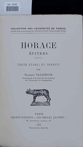 Image du vendeur pour Horace Epitres. AA-5745 mis en vente par Antiquariat Bookfarm