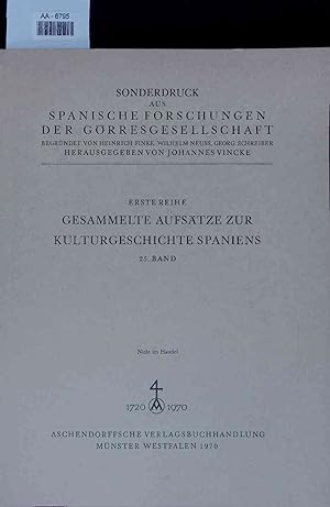 Bild des Verkufers fr Sonderdruck aus spanische Forschungen der Grresgesellschaft. Erste Reihe. Gesammelte Aufsatze zur Kulturgeschichte Spaniens 25. Band zum Verkauf von Antiquariat Bookfarm