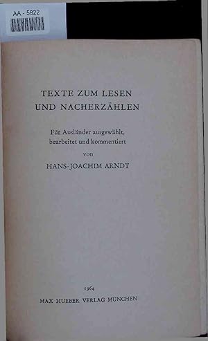 Image du vendeur pour Texte zum Lesen und Nacherzhlen. AA-5822 mis en vente par Antiquariat Bookfarm