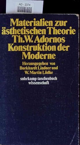 Bild des Verkufers fr Materialien zur sthetischen Theorie. Th. W. Adornos Konstruktion der Moderne. zum Verkauf von Antiquariat Bookfarm