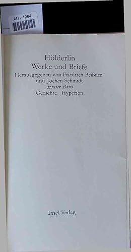 Seller image for Hlderlin Werke und Briefe. AD-1984. Erster Band for sale by Antiquariat Bookfarm