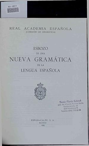 Seller image for Esbozo de una nueva gramatica de la lengua espanola. for sale by Antiquariat Bookfarm