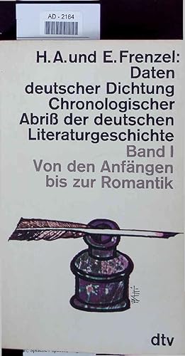 Image du vendeur pour Daten deutscher Dichtung Chronologischer Abri der deutschen Literaturgeschichte. AD-2164. Band I - Von den Anfngen bis zur Romantik mis en vente par Antiquariat Bookfarm