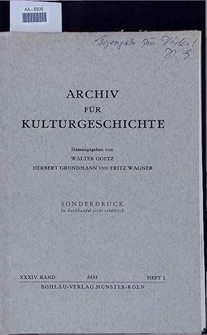 Seller image for Archiv fr Kulturgeschichte. AA-6835. XXXIV. Band, Heft 1 for sale by Antiquariat Bookfarm