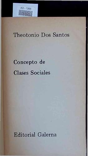 Bild des Verkufers fr Concepto de Clases Sociales. AD-1996 zum Verkauf von Antiquariat Bookfarm
