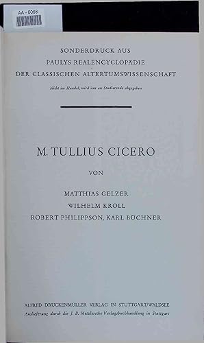 Imagen del vendedor de M. Tullius Cicero. a la venta por Antiquariat Bookfarm