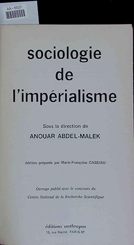 Bild des Verkufers fr Sociologie de l imprialisme. AA-6520 zum Verkauf von Antiquariat Bookfarm