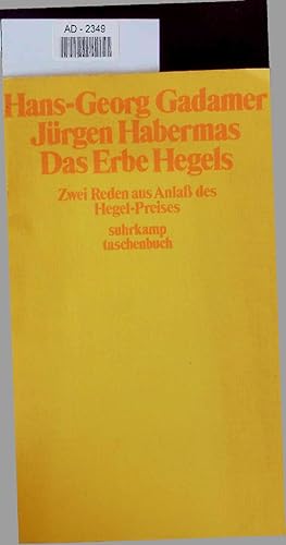 Image du vendeur pour Das Erbe Hegels. 2 Reden aus Anla des Hegel-Preises mis en vente par Antiquariat Bookfarm