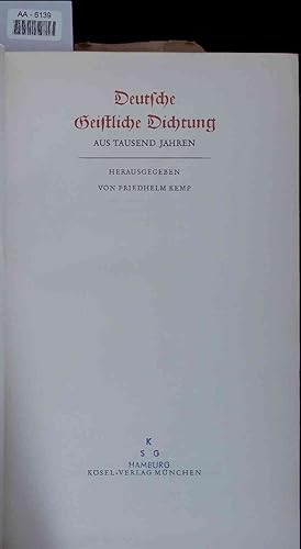 Imagen del vendedor de Deutsche geistliche Dichtung. Aus tausend Jahren a la venta por Antiquariat Bookfarm