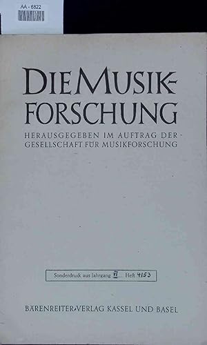 Imagen del vendedor de Die Musikforschung. AA-6822. Sonderdruck aus Jahrgang 7, Heft 4153 a la venta por Antiquariat Bookfarm
