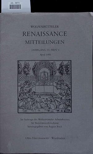 Image du vendeur pour Wolfenbtteler Renaissance Mitteilungen. AA-5873. Jahrgang 15, Heft 1 mis en vente par Antiquariat Bookfarm