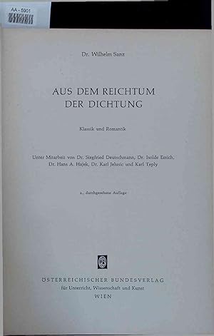 Bild des Verkufers fr Aus dem Reichtum der Dichtung. AA-5901. 2. durchgesehene Auflage zum Verkauf von Antiquariat Bookfarm