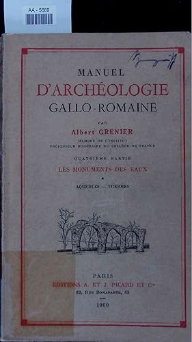 Immagine del venditore per Manuel d'Archeologie Gallo-Romaine. AA-5669. Quatrieme Partie venduto da Antiquariat Bookfarm