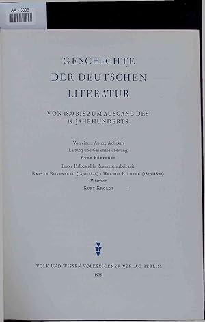 Bild des Verkufers fr Geschichte der Deutschen Literatur. AA-5898 zum Verkauf von Antiquariat Bookfarm