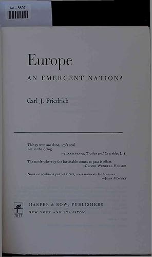 Image du vendeur pour Europe an Emergent Nation?. AA-5697 mis en vente par Antiquariat Bookfarm