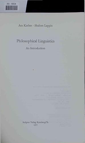 Seller image for Philosophical Linguistics. for sale by Antiquariat Bookfarm