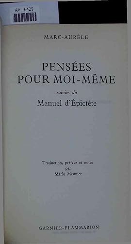 Image du vendeur pour Penses Pour Moi-Mme. AA-6429 mis en vente par Antiquariat Bookfarm