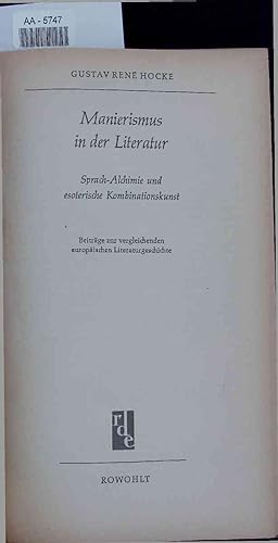 Bild des Verkufers fr Manierismus in der Literatur. AA-5747 zum Verkauf von Antiquariat Bookfarm