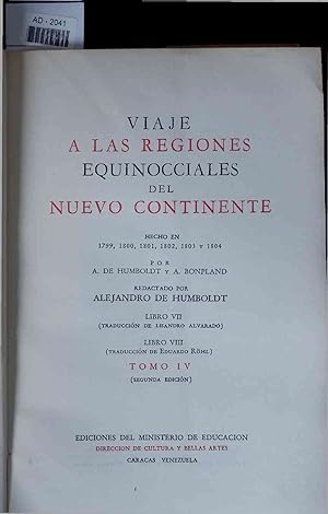 Bild des Verkufers fr Viaje a las regiones equinocciales del nuevo continente. Tomo 4 zum Verkauf von Antiquariat Bookfarm