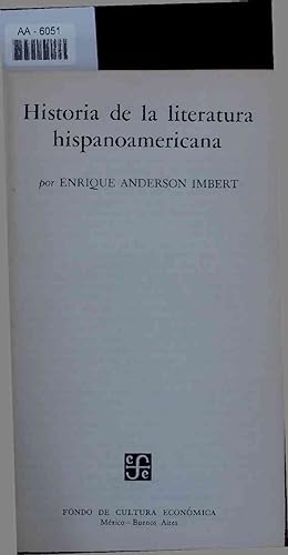 Bild des Verkufers fr Historia de la literatura hispanoamericana. zum Verkauf von Antiquariat Bookfarm