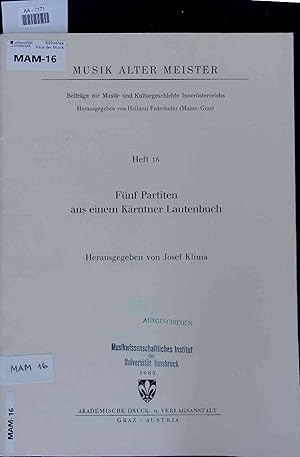Imagen del vendedor de Fnf Partiten aus einem Krntner Lautenbuch. AA-7171. Heft 16 a la venta por Antiquariat Bookfarm