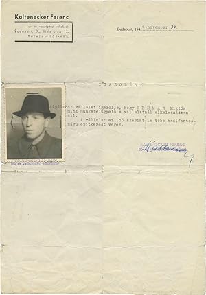 Employment Certificate Issued by a Company Essential to the War Effort of Nazi Germany