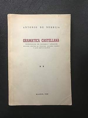 Seller image for Gramtica castellana. Reproduccin del incunable y apndices. Volumen 2 for sale by Libros Tobal