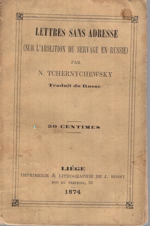 Imagen del vendedor de Lettres sans adresse (sur l'abolition du servage en Russie a la venta por PRISCA