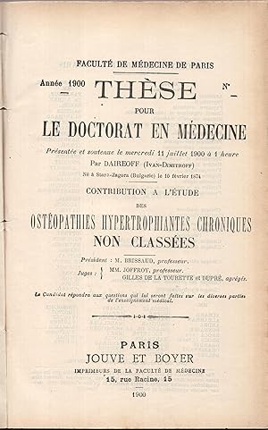 Contribution à l'étude des ostéopathies hypertrophiantes chroniques non classées (thèse de doctor...