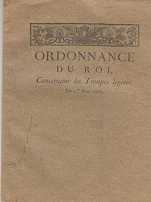 Image du vendeur pour Ordonnance du Roi, concernant les troupes lgres : Du 1.er Mars 1763. mis en vente par PRISCA