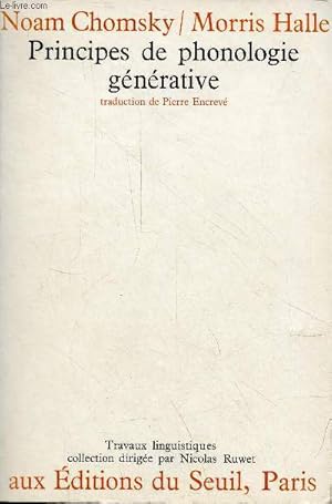 Bild des Verkufers fr Principes de phonologie gnrative - Collection travaux linguistiques. zum Verkauf von Le-Livre