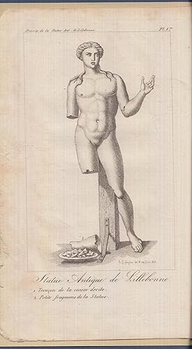 Seller image for Description de la statue fruste, en bronze dor, trouve  Lillebonne, arrondissement du Havre, dpartement de la Seine-Infrieure, suivie de l'analyse du mtal, avec le dessin de la statue, et les tracs de quelques particularits relatives  la confection de cette antique, par M. F. Rever COPY SIGNED for sale by PRISCA