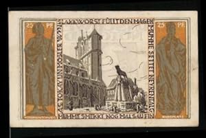 Notgeld Braunschweig 1921, 25 Pfennig, Kirche, Denkmal, Stadtwappen