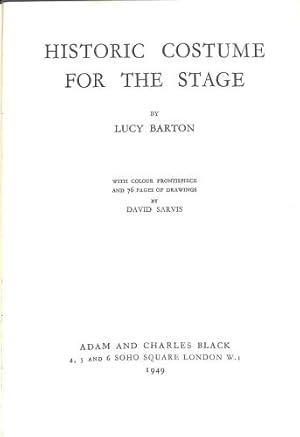 Seller image for Historic Costume for the Stage for sale by WeBuyBooks