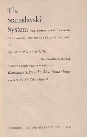 Bild des Verkufers fr The Stanislavski system: The professional training of an actor zum Verkauf von WeBuyBooks