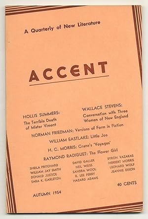 Imagen del vendedor de Accent: A Quarterly of New Literature - Vol. XIV, No. 4, Autumn, 1954 a la venta por Between the Covers-Rare Books, Inc. ABAA