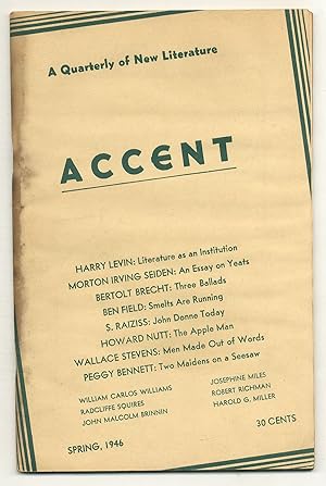 Seller image for Accent - A Quarterly of New Literature: Vol. 6, No. 3, Spring, 1946 for sale by Between the Covers-Rare Books, Inc. ABAA