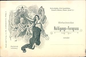 Ansichtskarte / Postkarte Kaiser Franz Joseph I., Huldigungs-Ferngruß, Regierungs-Jubiläum 1898