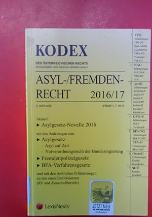Image du vendeur pour KODEX Asyl- und Fremdenrecht 2016/17 mis en vente par biblion2