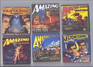Set of 6 Science Fiction PULP COVER RETRO ( CUP ) COASTERS: Amazing Stories; Famous Fantastic Mys...