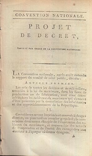 Image du vendeur pour Projet de dcret imprim par ordre de la Convention Nationale Le 4 ventse an II (22 fvrier 1794) mis en vente par PRISCA