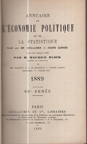 Imagen del vendedor de Annuaire de l'conomie politique et de la statistique : 1889 a la venta por PRISCA