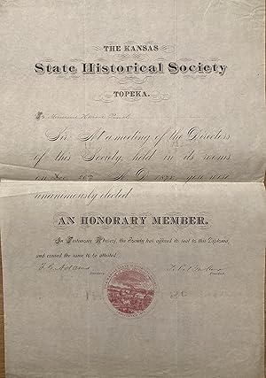 Seller image for Diplme acceptant Charles-Philippe Pinel  la Kansas State Historical Society TOPEKA 26 dcembre 1878 for sale by PRISCA