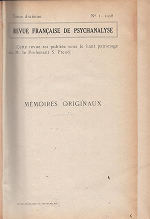 Image du vendeur pour Revue Franaise de psychanalyse premire anne 1938 (n 1, 2, 3 et 4) (prcieux exemplaire d'Henri Ey) mis en vente par PRISCA