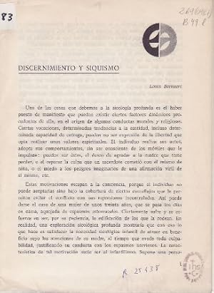 Image du vendeur pour Discernimiento y Siquismo. mis en vente par Librera y Editorial Renacimiento, S.A.