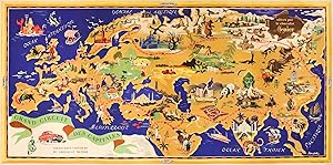 1954 French World Map poster - Chocolat Menier, Grand circuit des Capitales (Linen-Backed)