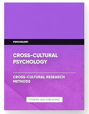 Seller image for Cross-Cultural Psychology - Cross-Cultural Research Methods for sale by PS PUBLISHIING