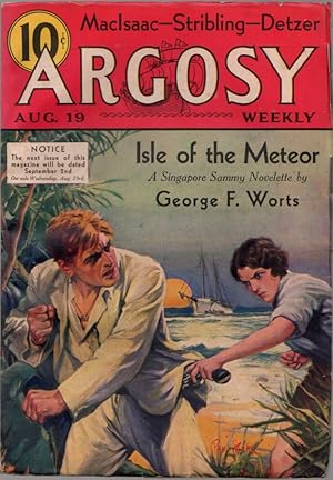 Imagen del vendedor de Argosy Weekly: Action Stories of Every Variety, Volume 240, Number 5; August 19, 1933 a la venta por Clausen Books, RMABA